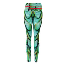 Load image into Gallery viewer, Slim fit 3D green dragonfly leggings