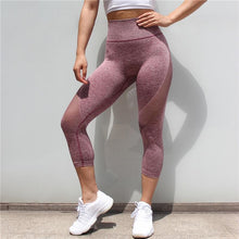 Load image into Gallery viewer, High Waist Tummy Control Mesh Push Up Workout Leggings