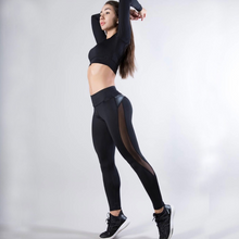 Load image into Gallery viewer, Black Mesh Splice Fitness Leggings