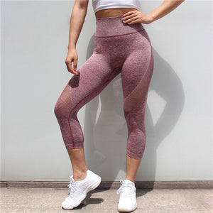 High Waist Tummy Control Mesh Push Up Workout Leggings