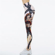 Load image into Gallery viewer, V-Taper Power She Warrior Print Push Up Fitness Leggings
