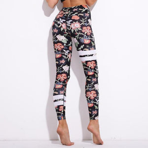 Striped Floral Push Up Leggings