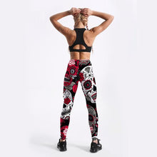 Load image into Gallery viewer, Red and Black Skull Leggings
