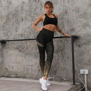 High Waisted Glittered Push Up Workout Leggings