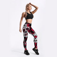 Load image into Gallery viewer, Red and Black Skull Leggings
