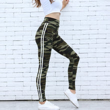 Load image into Gallery viewer, Women Camo Legging Two Side White Stripes Skinny Leggings
