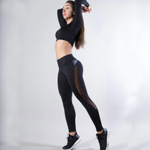 Load image into Gallery viewer, Black Mesh Splice Fitness Leggings
